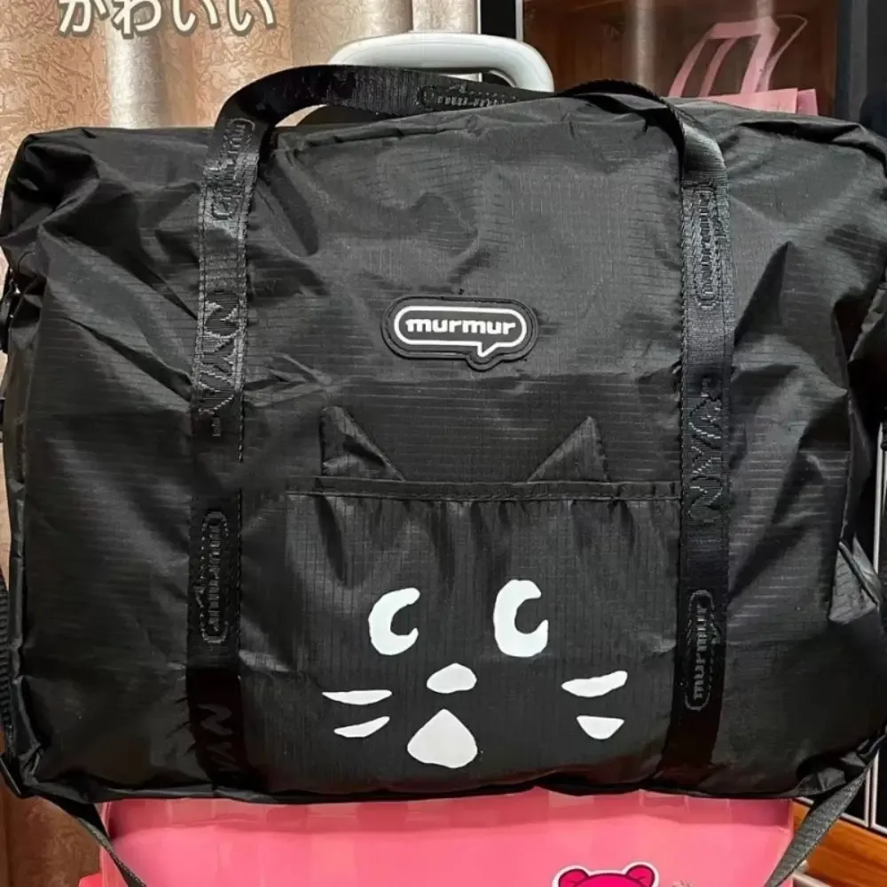 sac à bandoulière en nylon motif chat de dessin animé, sac de voyage avec séparation humide/sèche, sac de sport portable multi-poches.