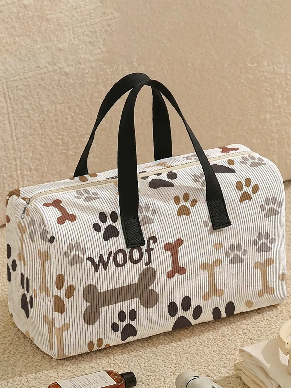 sac de sport imprimé avec des motifs de pattes de chien, deux styles, sac à main portable, adapté aux voyages de week-end, aux sports et aux courses, 1 pièce