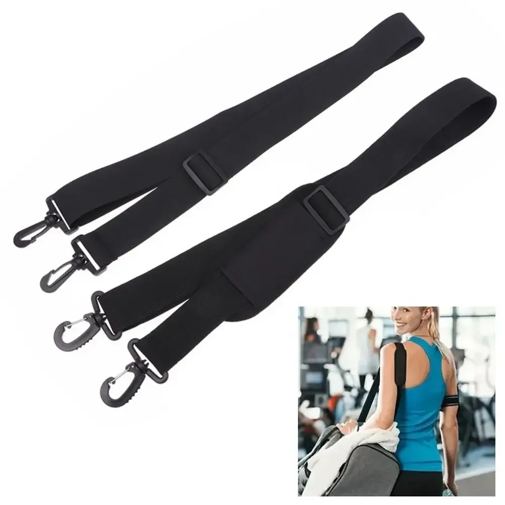 Ceinture Sac Nylon Noire Longue Boucles Métal Bandoulière Rembourré Usage Voyage Transport Sac Valise