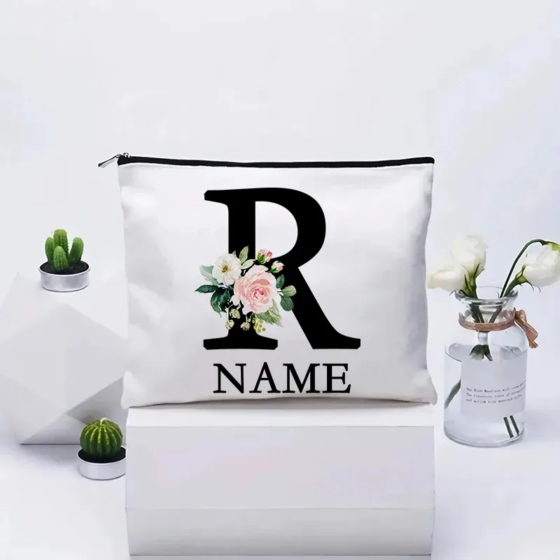 trousse de maquillage personnalisée avec nom, trousse de maquillage de voyage, trousse de maquillage de mariage, pochette cosmétique en toile pour fête, organisateur, cadeaux pour femme