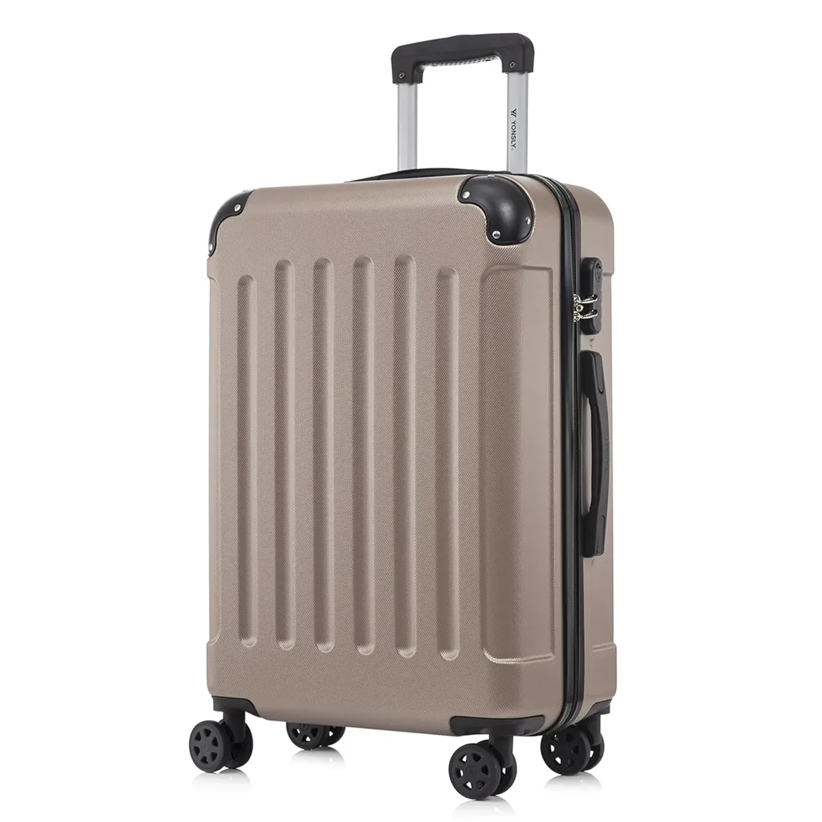 valise yonsly 16/20/24/28 pouces 4 roues 360° ° valise à roulettes robuste avec double fermeture éclair, serrure à combinaison, sac en filet, double fermeture éclair, poignée en caoutchouc souple, bagage à main