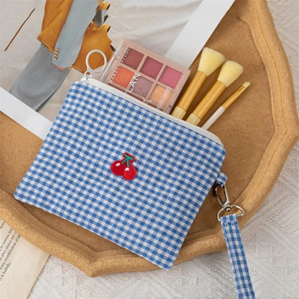 organisateur voyage toile cerises blanc rouge plaid fermeture éclair maquillage cosmétiques toilette hygiène sac compresseur