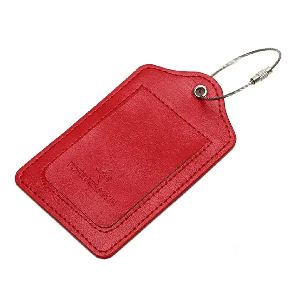 étiquettes de bagage en cuir avec boucle de câble métallique anti-perte, couverture de protection de la vie privée, étiquette de bagage polyvalente, passe d'embarquement étanche