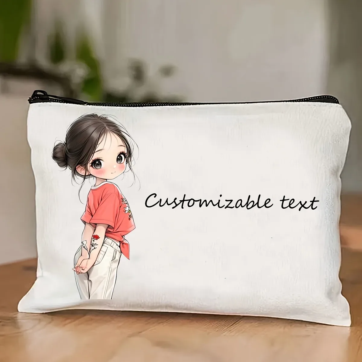 trousse polyester florale blanc motifs animés pliante extensible cosmétiques bijoux voyage petite taille décontractée