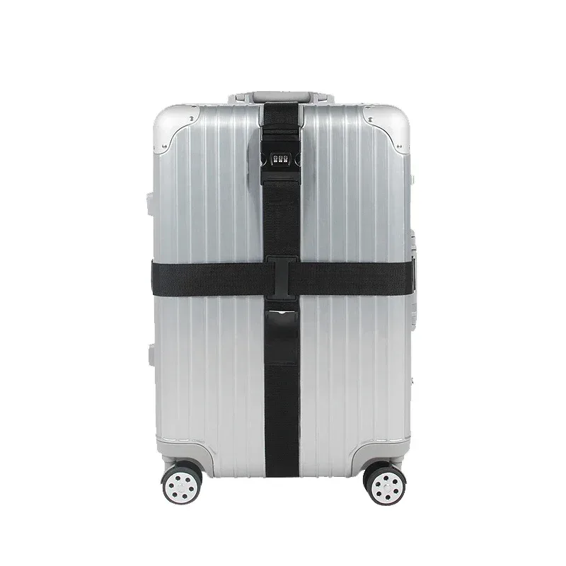 sangle de valise à verrouillage par code, sangle de bagage réglable, ceinture de fixation croisée, accessoires essentiels de voyage, fournitures pour valises, sangle de fixation