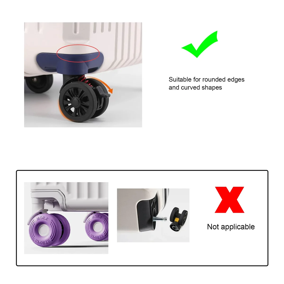 roue plastique noire grande silencieuse accessoire voyage valise rechange double rangée pratique installable fixes vis jantes modernes pratique
