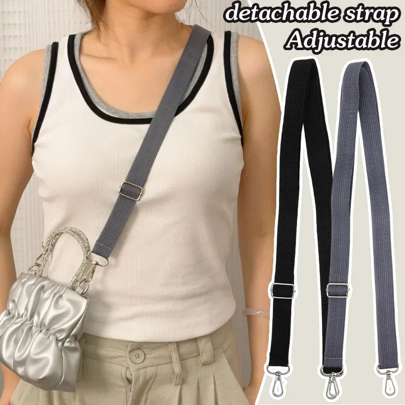 sangle de sac à bandoulière en nylon noir, ceinture détachable de remplacement réglable pour femmes et hommes, sacoches à poignée, ceinture de sac à main