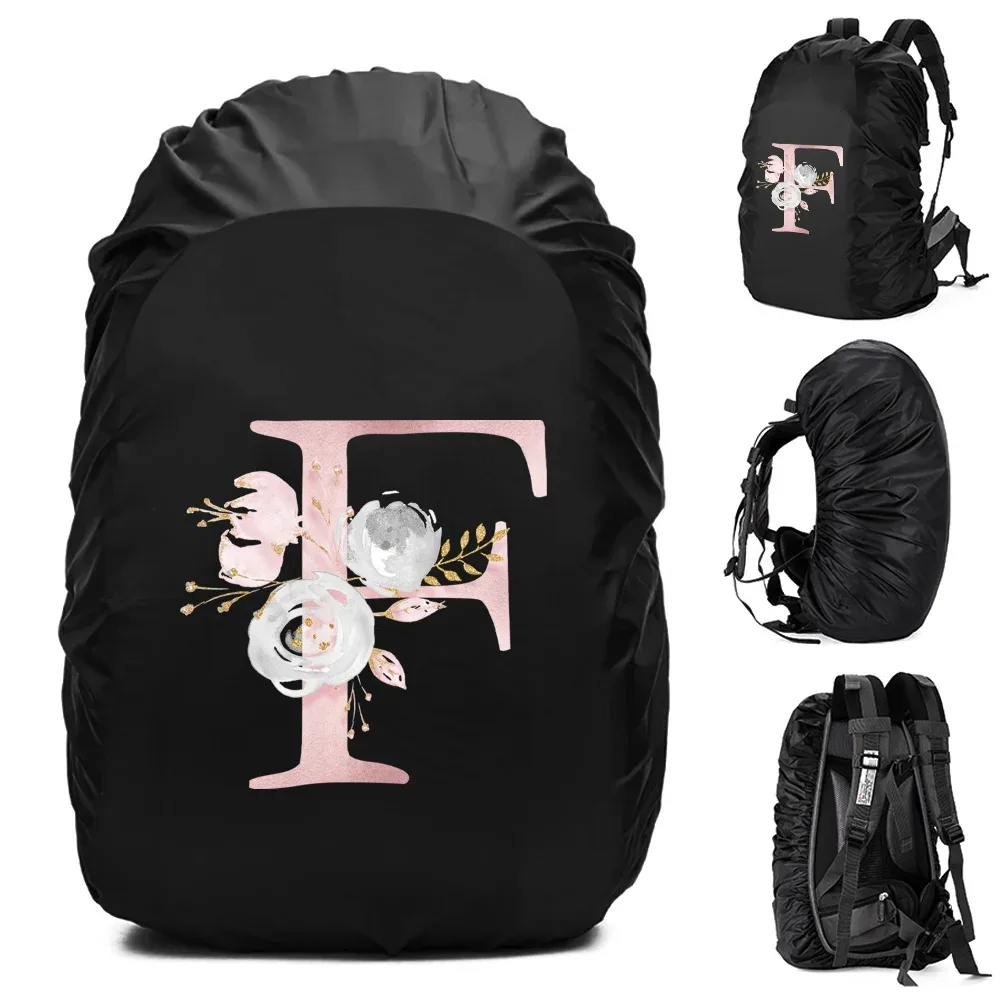 housse de pluie imperméable pour sac à dos 20-70l, motif fleurs roses et lettres, pour sports de plein air, cyclisme, sécurité, mode, camping, randonnée