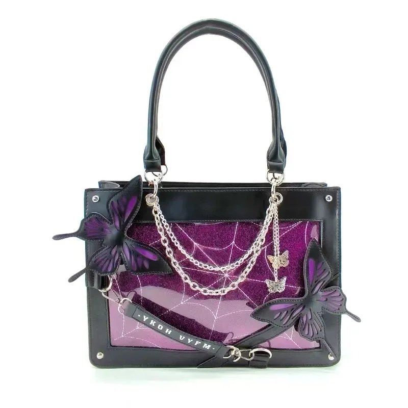 y2k-sac à main transparent en toile d'araignée avec lettres, lolita, gothique, vintage, à la mode