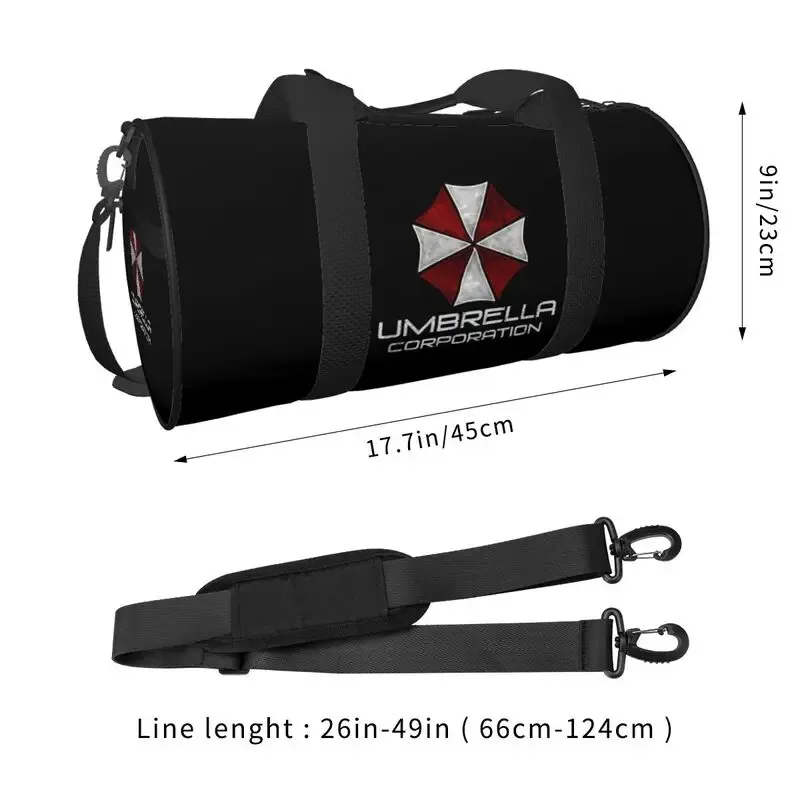 sac de voyage rond imprimé umbrella corporation, imperméable, durable, pour le sport, la gym, le fitness, avec compartiment pour chaussures et poche pour vêtements mouillés