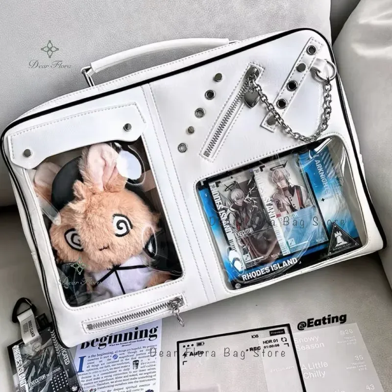 y2k ita-sac à dos transparent pour femme et fille, affichage diy, bandoulière, mode, étudiant, voyage