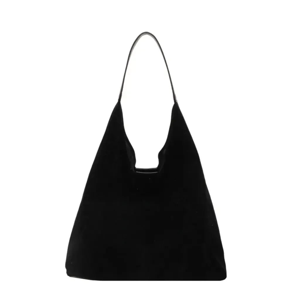 sac à bandoulière en daim de grande capacité, sac seau vintage pour femmes, couleur unie, simple et polyvalent, automne et hiver
