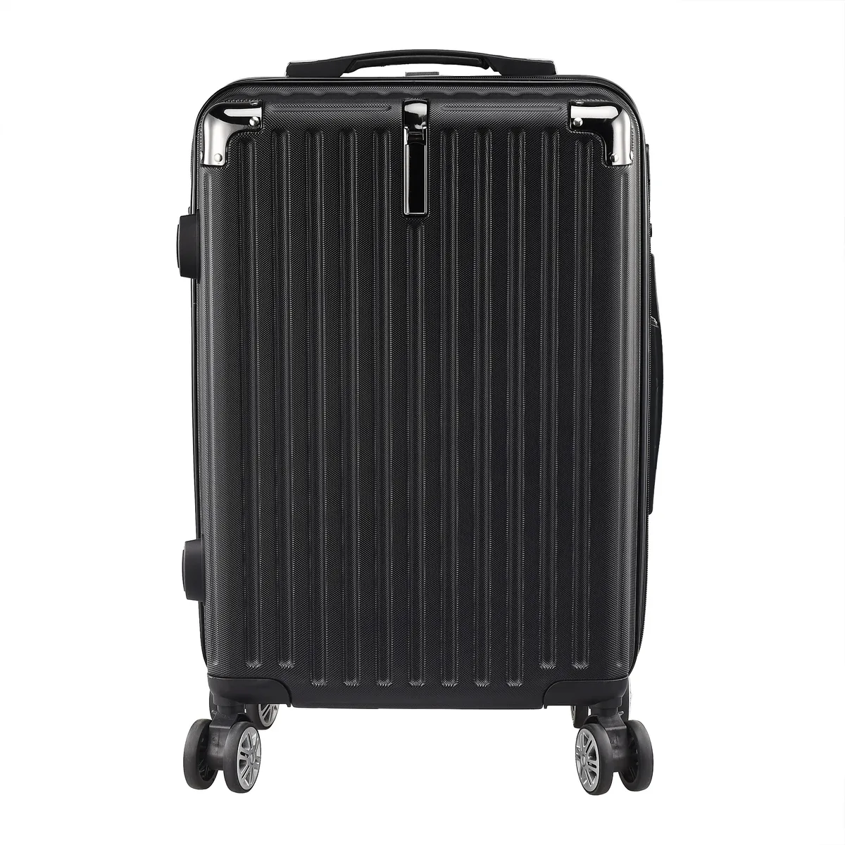 ensemble de bagages 3 pièces avec valises rigides, sacs de voyage légers en abs avec serrure tsa et 4 roulettes pivotantes, ensemble de valises moyennes et grandes format cabine, noir/gris