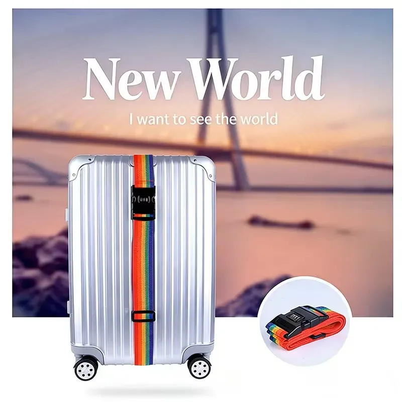 cadenas code combiné nylon rayures arc ciel noir protection voyage accessoire sécurité bagage antivol réglable