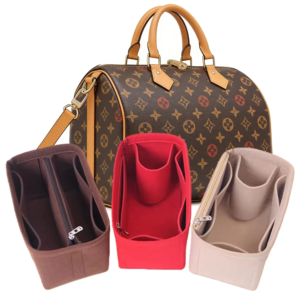 organiseurs de sac à main en feutre pour speedy 25 30 35, inserts pour sacs à main et cabas, organisateur neverful