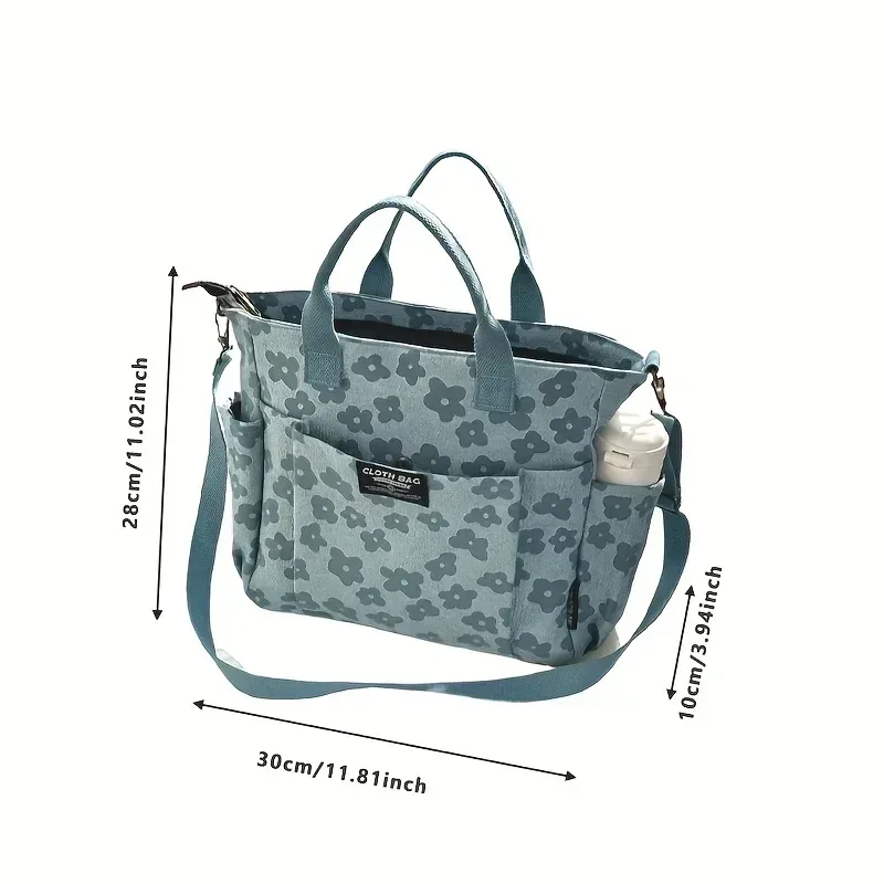 sac fourre-tout au design floral 3d, fermeture éclair épaisse, sac en toile multifonctionnel, sac à main d'ordinateur pour étudiant, sac d'école à bandoulière
