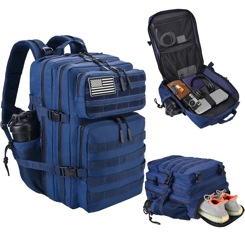 sac à dos tactique lhi 45l pour hommes, sac de sport pour athlètes, sac de voyage en plein air, randonnée, voyage d'affaires avec compartiment pour chaussures