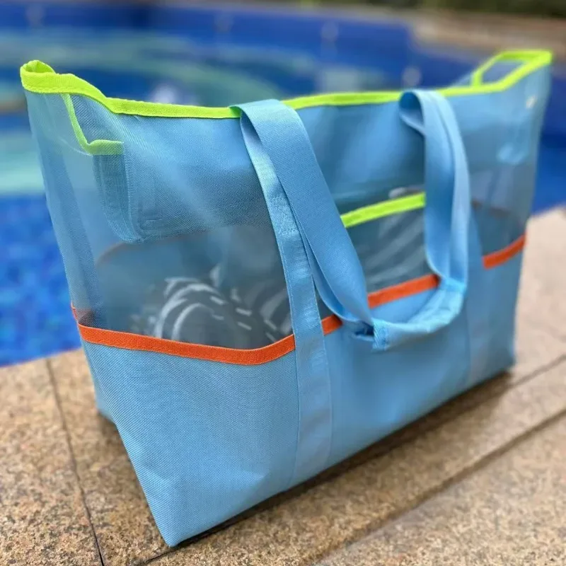 sac de plage étanche et organisateur de toilette de voyage, 1 pièce, sac de rangement de sable en tissu oxford avec poches zippées