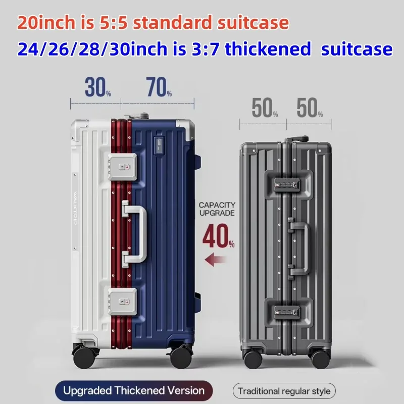 valise de voyage de luxe, haute qualité, matériau pc épaissi, bagage à roulettes avec cadre en aluminium, serrure tsa, 20/24/26/28/30 pouces