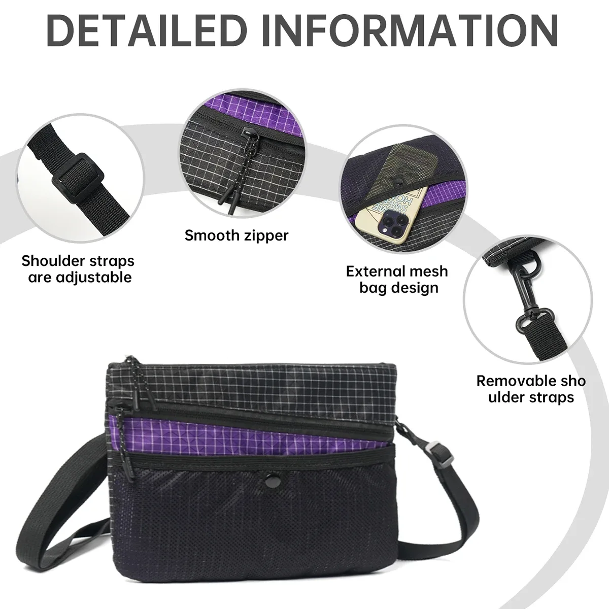 sac à bandoulière mini ultra-léger pour femme, sacoche de téléphone portable, sac de voyage pour étudiant, sac pour passeport et documents