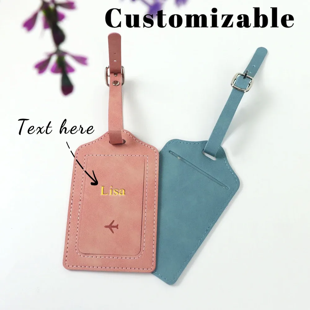 étiquette de bagage personnalisée en cuir pu avec nom, accessoire anti-perte pour voyage, carte d'embarquement en cuir
