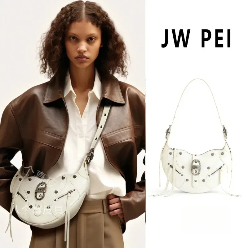 sac à bandoulière de luxe pour femme 2026jw pei, grande capacité, en cuir, style rétro moto, sac à main tendance