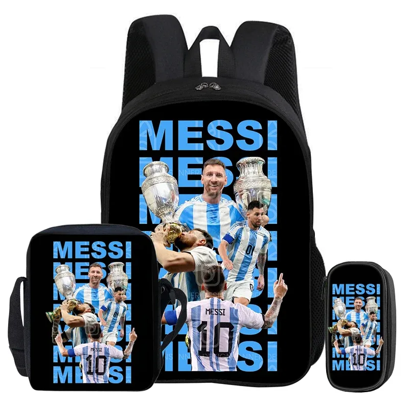 sac à dos pour enfants, ensemble de 3 pièces, sac à dos football star, meilleur cadeau, sac à bandoulière pour étudiants, sacs à crayons, sac à livres m-messis