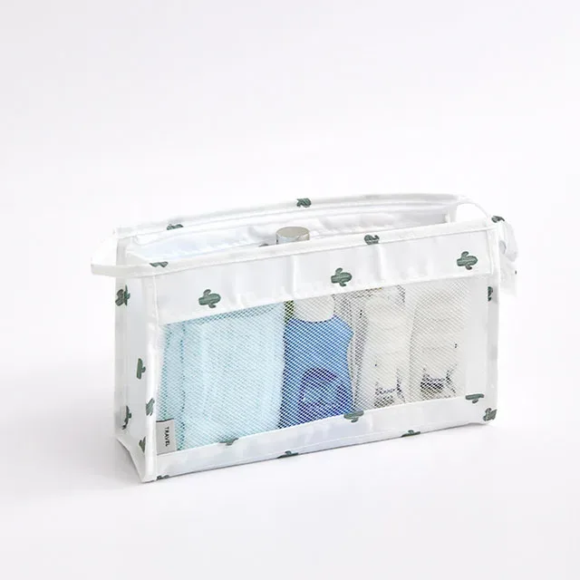 sac de voyage léger et respirant en maille pour femme, trousse de toilette portable transparente pour maquillage et soins de la peau