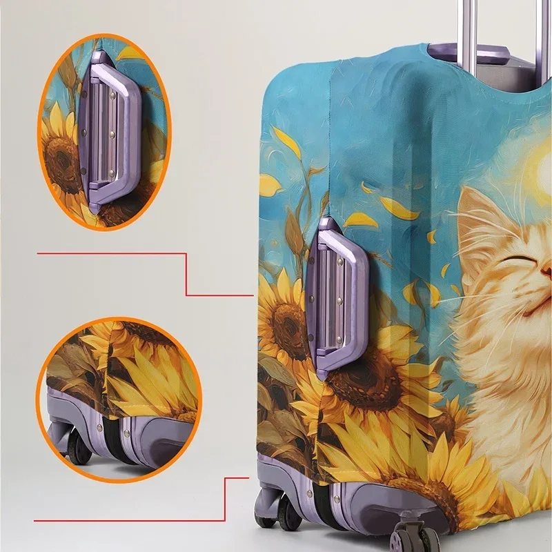 housse de protection pour bagages à motif chat, adaptée aux housses de bagages de 18 à 32 pouces, gants pour poignée de bagage, accessoires de voyage