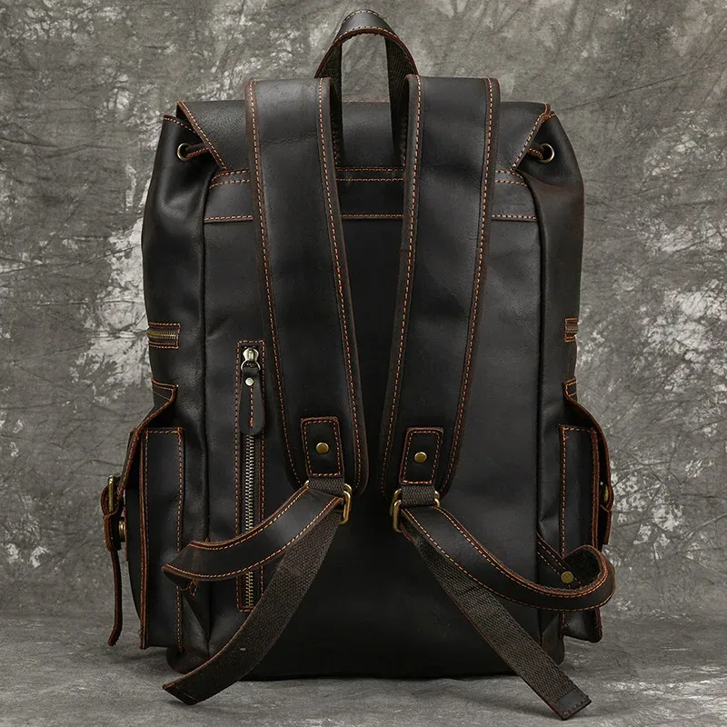 sac à dos de voyage en cuir véritable pour hommes, sac d'école de luxe, sac de week-end, véritable sac pour homme, sac pour ordinateur portable 17 ", qualité supérieure