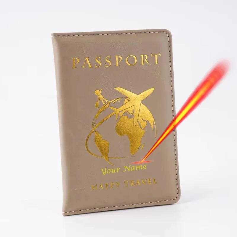 porte-passeport personnalisé pour avion, couvre-passeport de voyage, étui en pu à la mode pour cartes et billets
