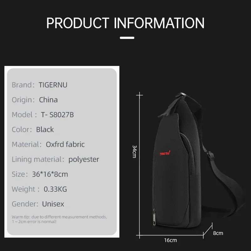 tigernu – sacs à bandoulière légers pour hommes, sac de poitrine étanche, sacs oxford, sac à bandoulière, mini sac à bandoulière pour collège, sac à main, sacoche