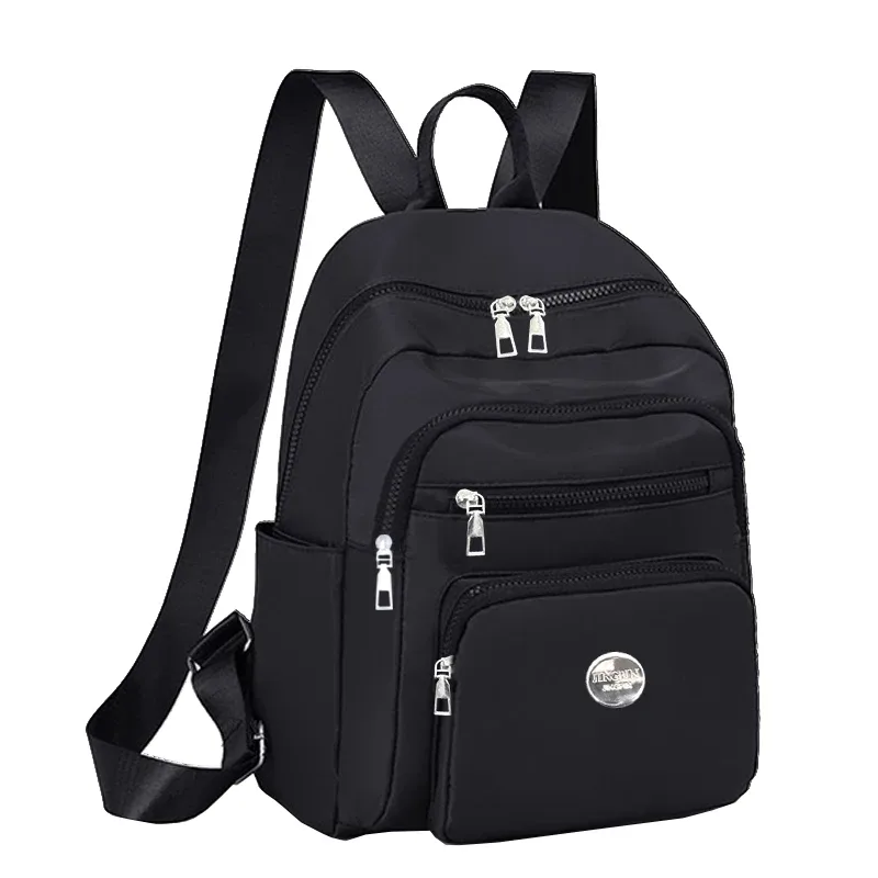 petit sac à dos noir et marron à motif quadrillé classique, plusieurs poches zippées, sac à dos décontracté et tendance, peut contenir un téléphone, des cosmétiques et des essentiels