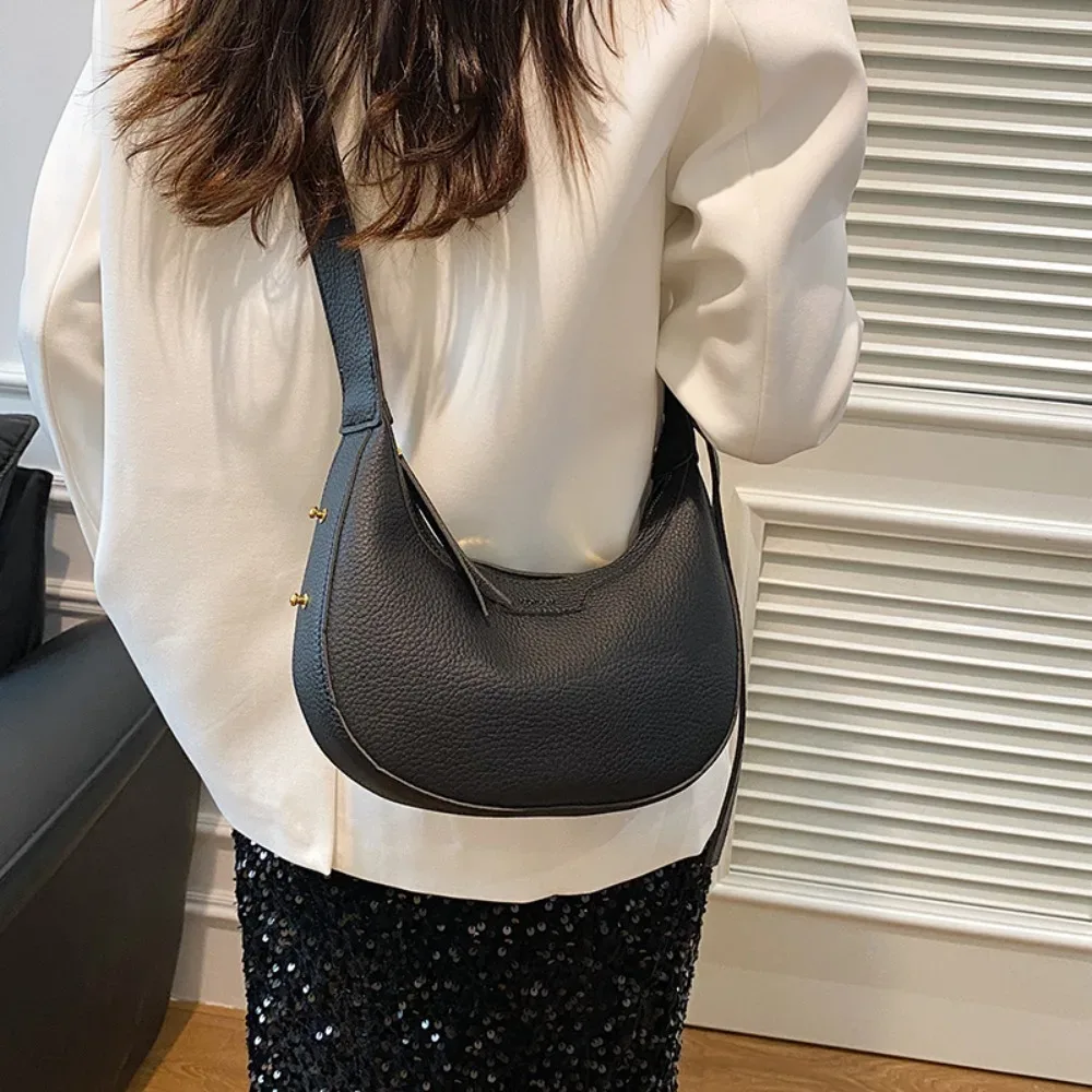 sac à main sous les bras pour femme, motif lichee, cuir pu, sacs initiés, grande capacité, mode