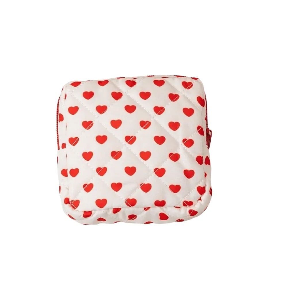 sac de rangement pour serviettes hygiéniques à motif à carreaux, sac cosmétique multifonctionnel, mini sac de voyage matelassé portable pour maquillage.