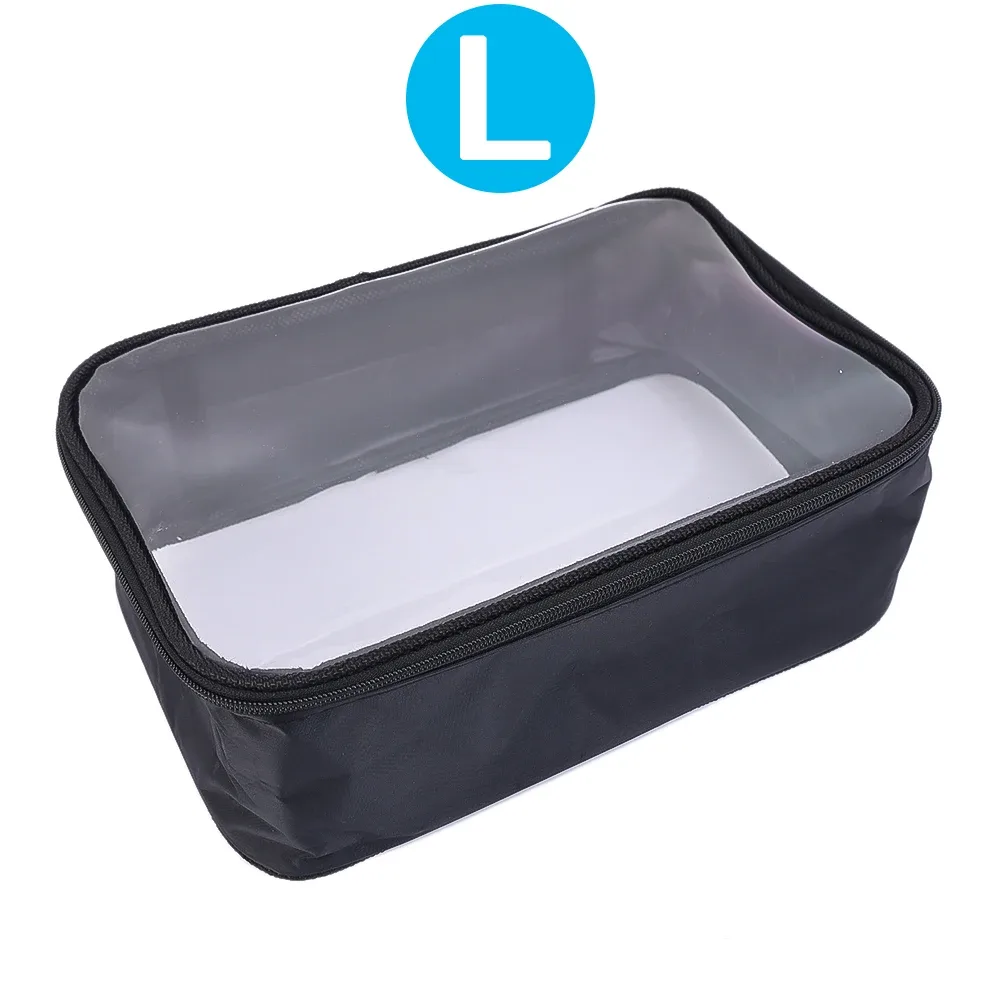 sac cosmétique étanche transparent tpu, petits articles de toilette de maquillage, fermeture éclair, ouverture, stockage, poudres, noir, sacs de lavage robustes