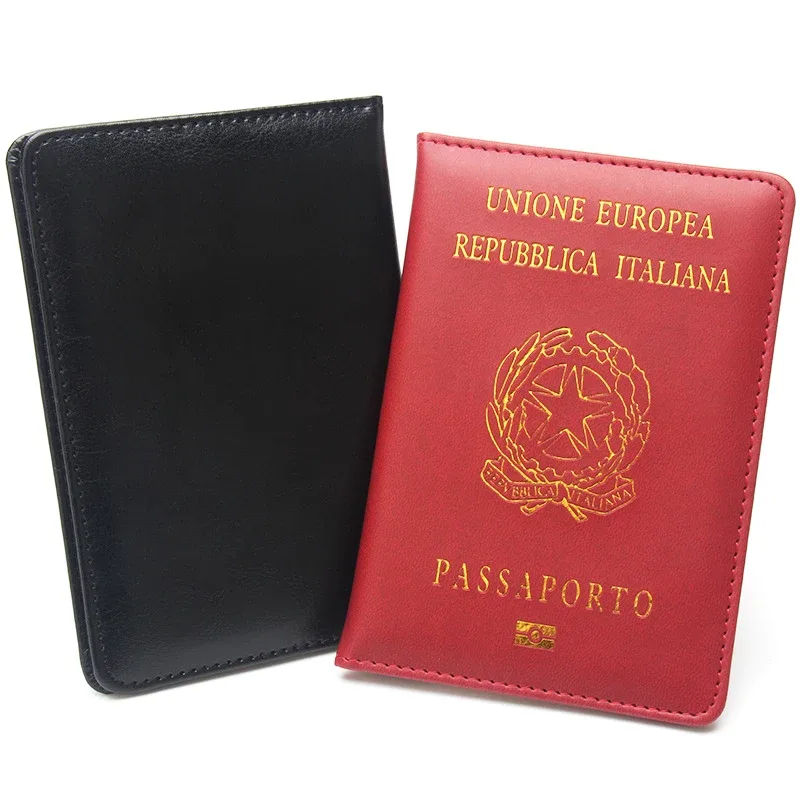couverture de passeport personnalisée en cuir pu, porte-passeport de la république italienne, porte-carte de voyage, nom personnalisé