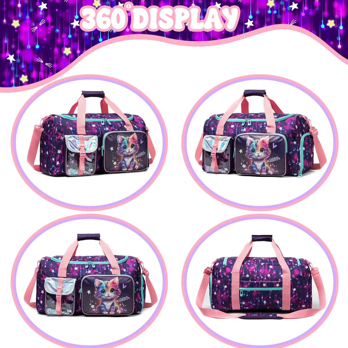 sac de voyage pour enfants, sac de sport pour filles, sac de nuit pour filles, sac de gym, sac de danse pour filles avec compartiment à chaussures