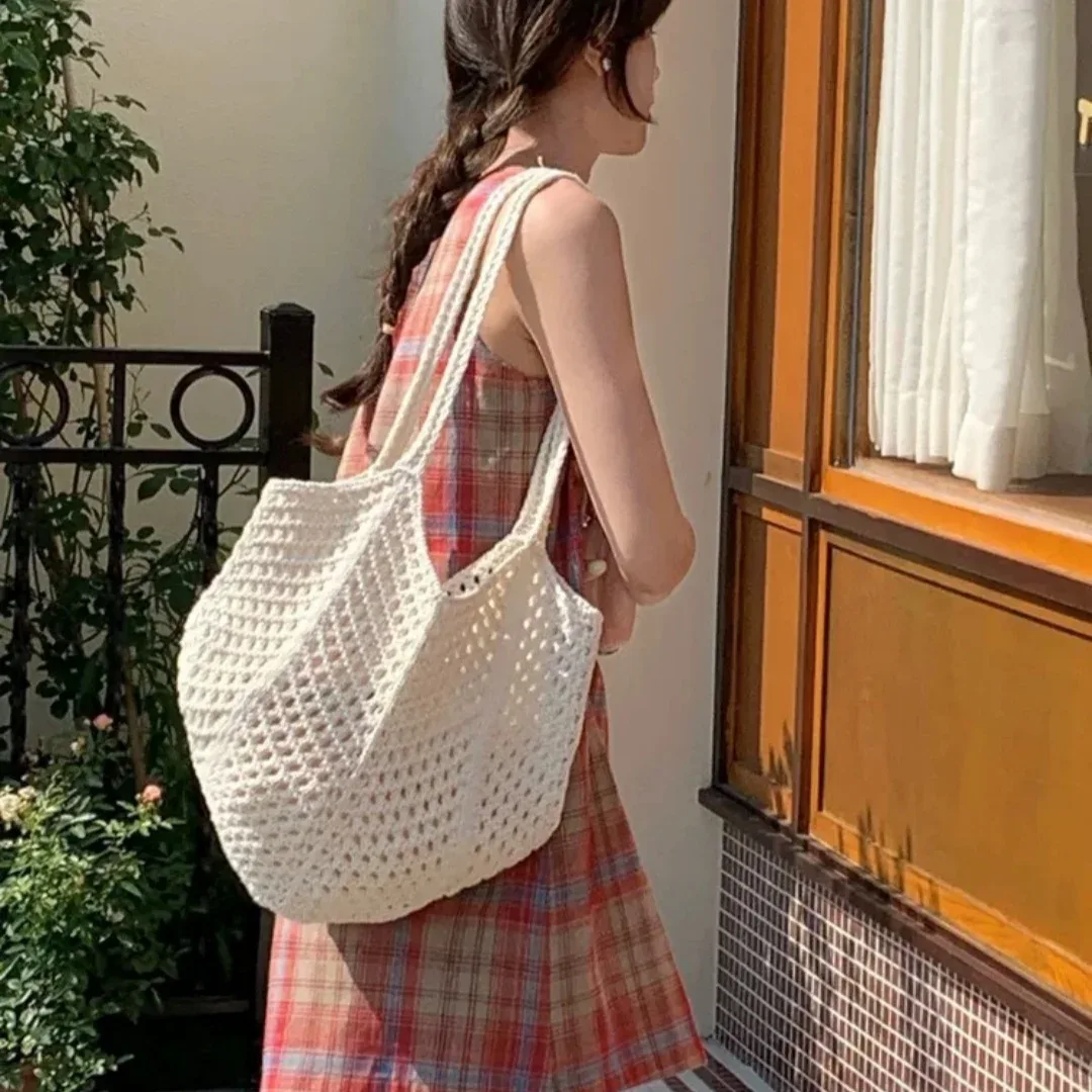 sac de plage d'été à séchage rapide, sac à bandoulière tissé, décontracté, pour les sorties d'une journée, la piscine