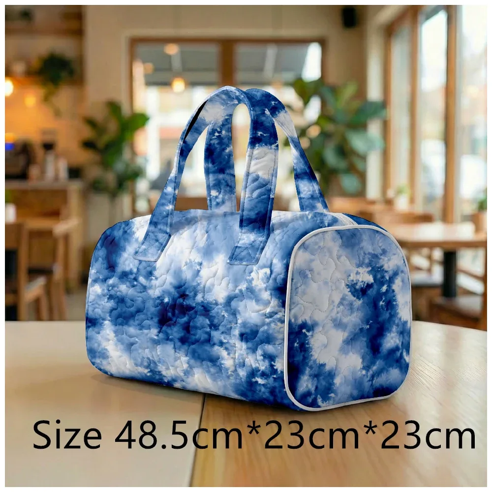 sac fourre-tout matelassé tendance pour femmes, motif tie-dye et marbré, sac à bandoulière grande capacité, sac à main pour les voyages, le shopping, la plage, la salle de sport