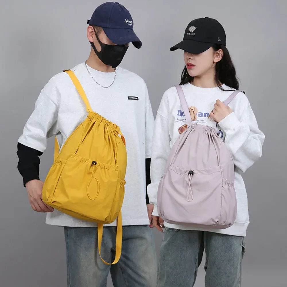 sac à dos léger à cordon de serrage pour hommes et femmes, sac pliable universel de grande capacité pour les déplacements en plein air et les loisirs