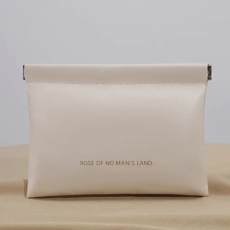 pochette de rangement mini imperméable en pu avec fermeture automatique, étui à rouge à lèvres et poudre, sac de transport pour écouteurs, organiseur cosmétique portable