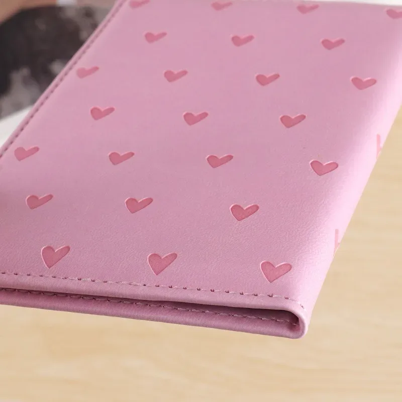 portefeuille de voyage à imprimé cœur mignon pour femmes, couverture de passeport en cuir pu, porte-passeport, accessoires de voyage, étui de protection pour documents