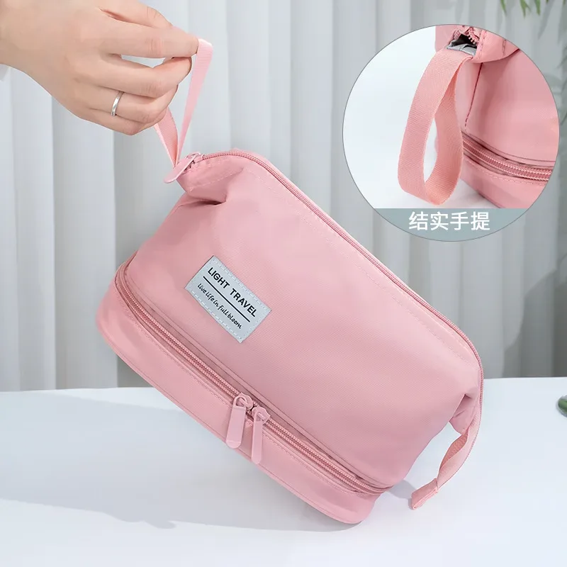 trousse de toilette de grande capacité, à double compartiment, organisateur de maquillage, trousse de voyage, accessoires de voyage portables.