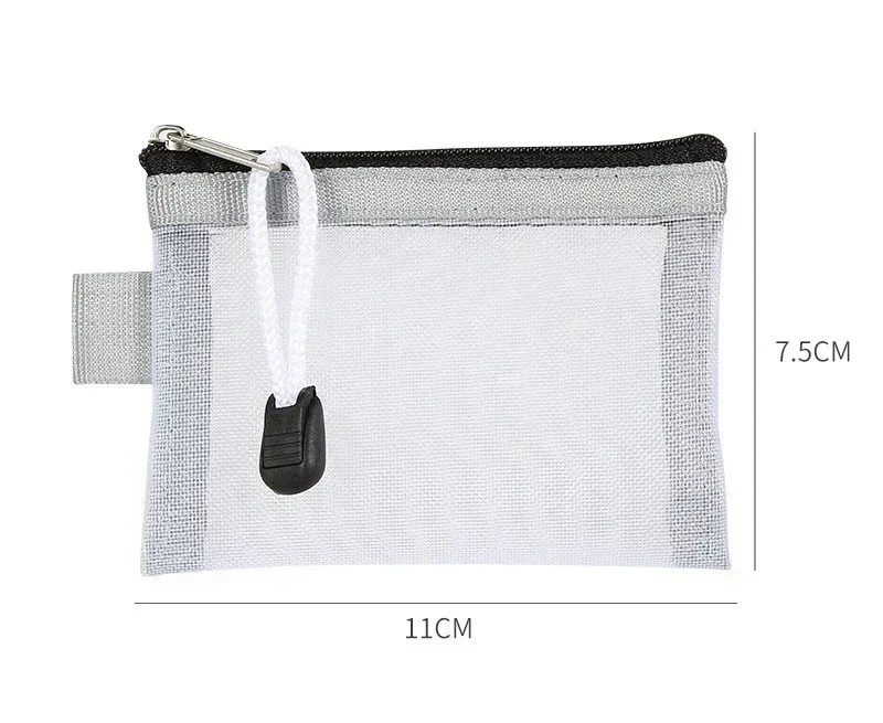porte-monnaie en maille pour femmes, fermeture éclair transparente, sacs de rangement en poudres, porte-cartes pour filles, porte-clés, petits sacs à main