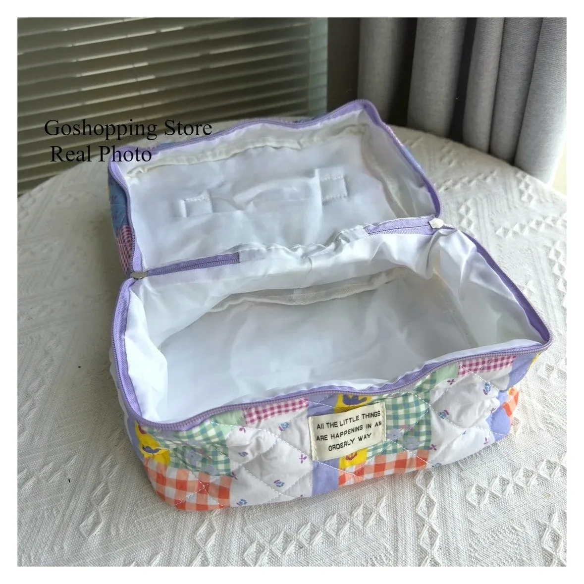 sacs à cosmétiques rétro à fleurs pour femmes, sac de rangement portable de voyage de grande capacité, trousse de maquillage à carreaux floraux pour filles