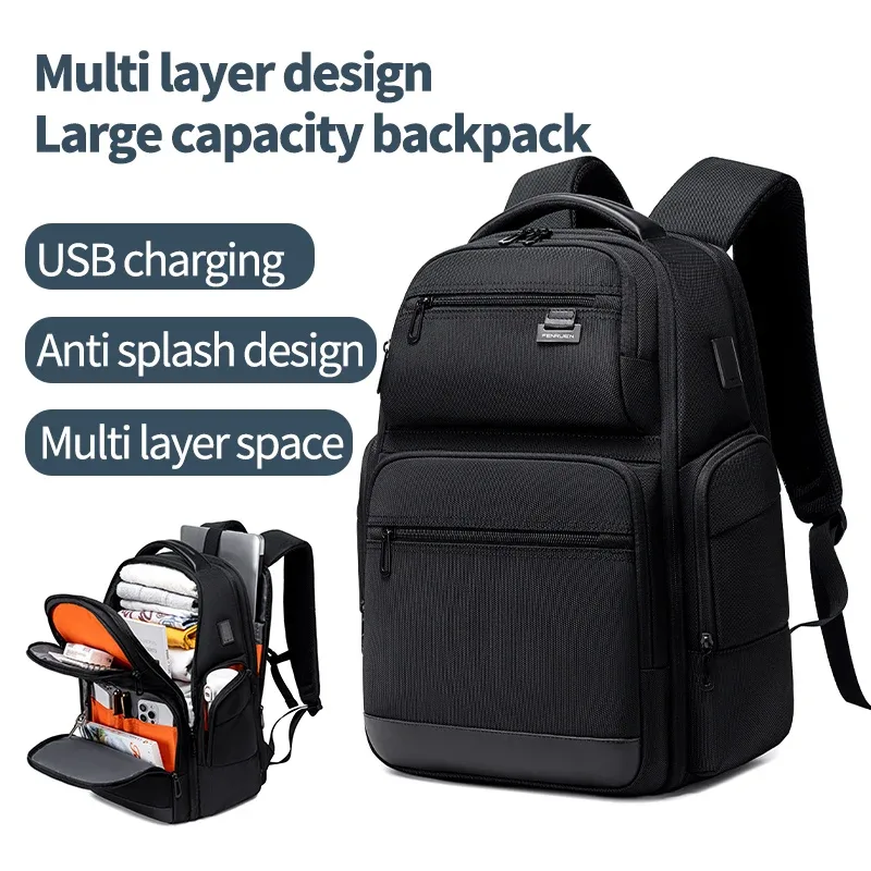 fenruien hommes 43l sac à dos étanche sacs à dos pour ordinateur portable usb charge sac à dos multifonctionnel grande capacité sac de voyage