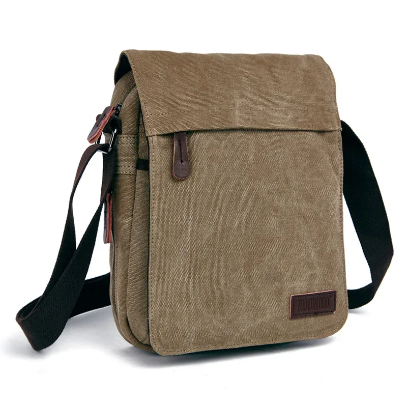 sac à bandoulière décontracté pour homme, sac messager vintage en toile unie, sacoche tendance pour téléphone portable, sacoche bandoulière pour homme