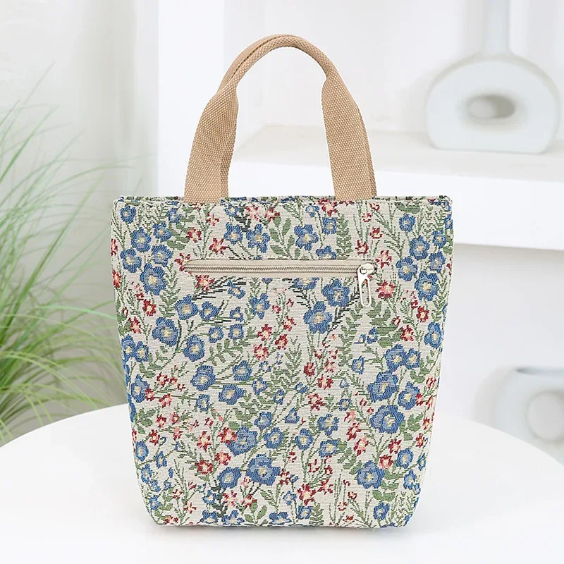 nouveau sac à main en tissu jacquard tricoté grande capacité, sac de rangement portable de type seau pour le travail, sac de sortie quotidien pour maman