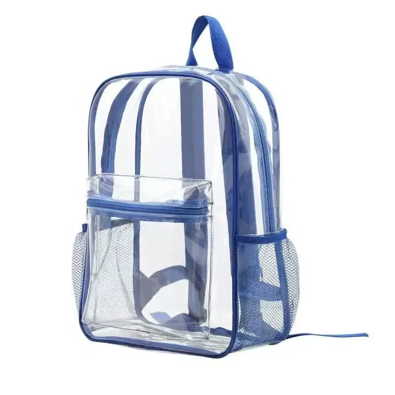 sac à dos transparent robuste en pvc, approuvé pour les stades, contrôle de sécurité rapide, pour l'école, l'université, le travail, les festivals de musique